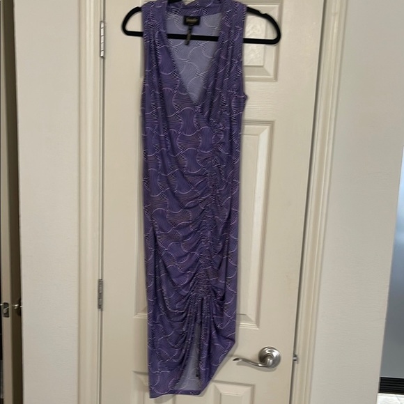 Purple Ruched Maxi Dress V-neck Sleeveless - Picture 6 of 6